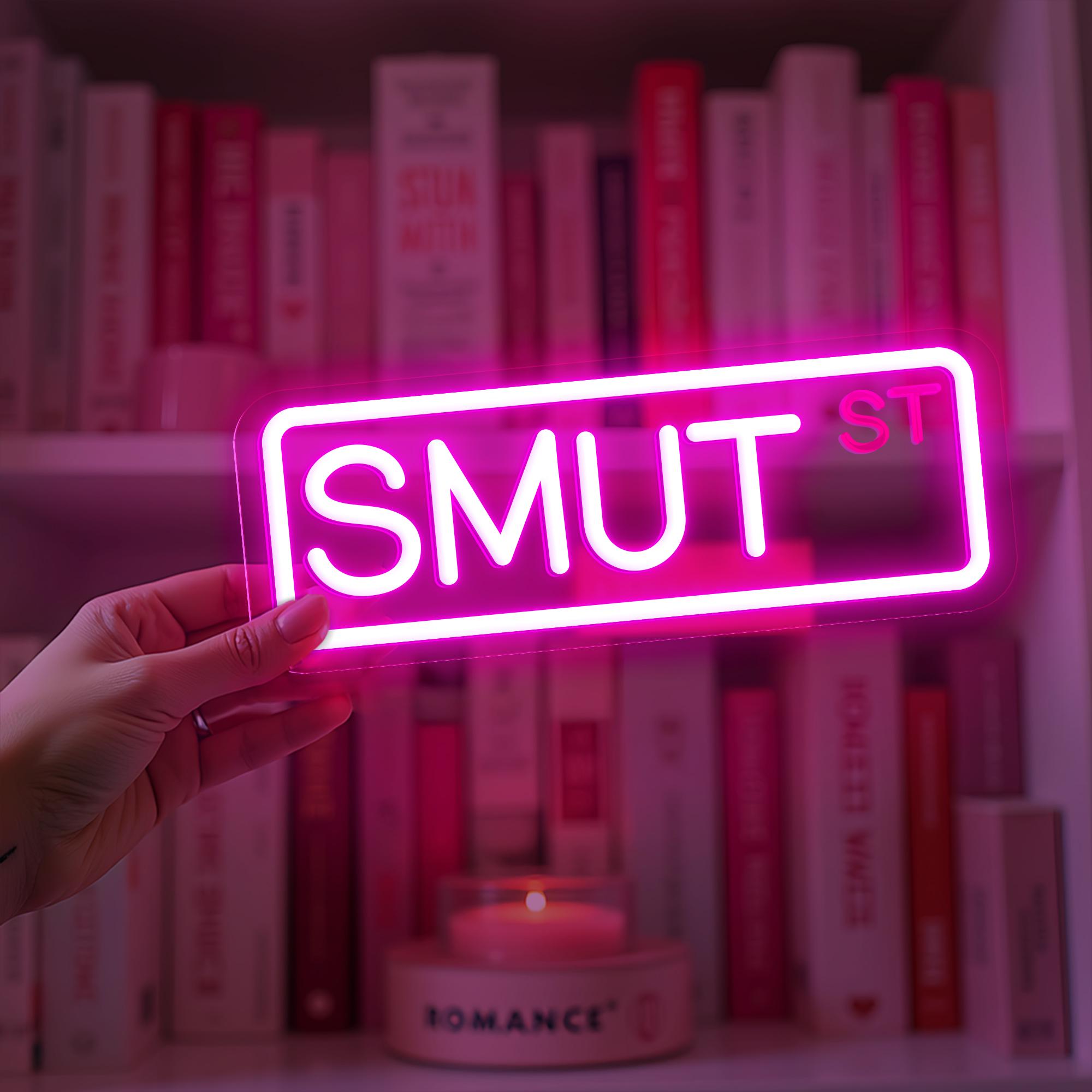 Smut ST Neon Sign Custom LED Light for Smut Reader Romance Readers Gift Book Nook Light Aesthetic Reading Room Wall Art Bookish Neon Sign