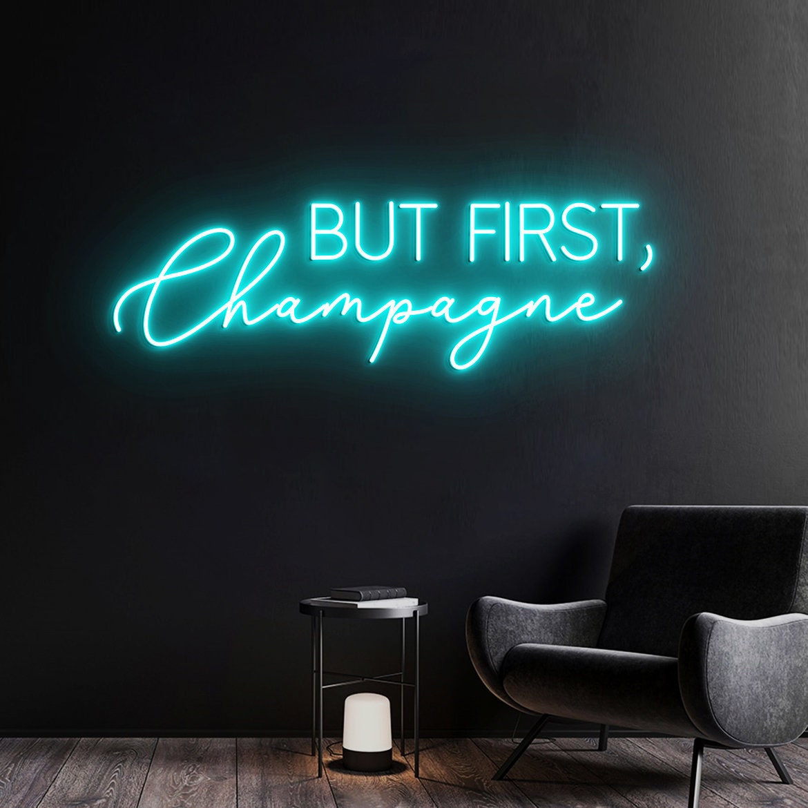 But First Champagne Neon Light, Champagne Wall Art, Custom Champagne Neon Wedding Sign Wall Art