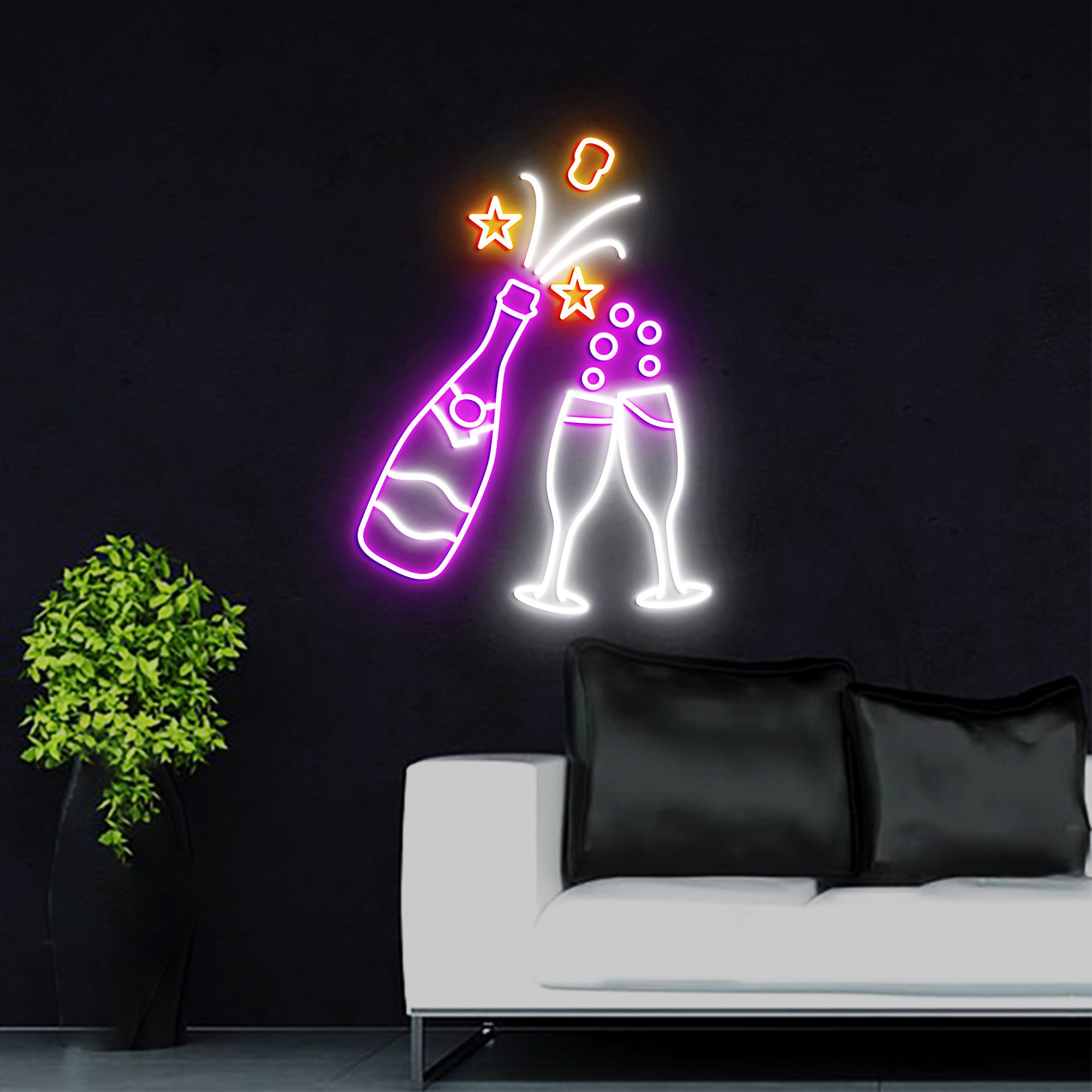 Champagne Neon Light, Neon Sign Light Decor, Champagne Bedroom Neon Sign, Bar Neon Light, Champagne Wall Decor, Led Neon Light Party Decor