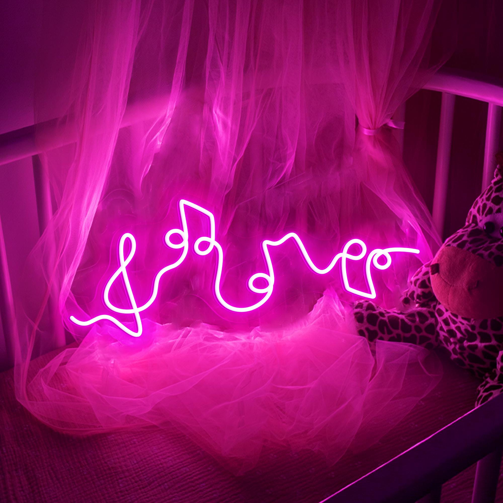 Music Love Neon Sign Romantic LED Wall Art, Bedroom Aesthetic Light, Music Lover Gift, Housewarming Gift, Custom Neon Sign, Gift for her