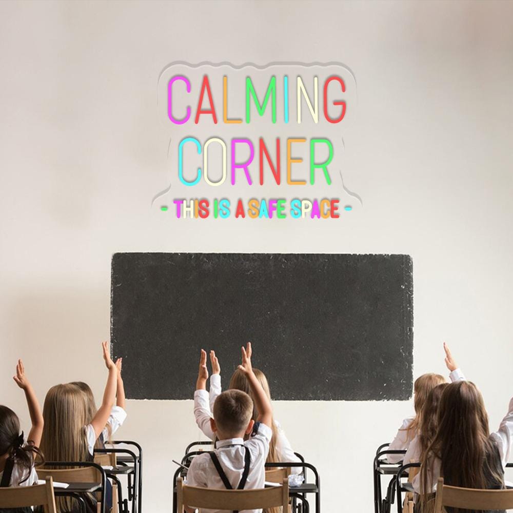Calming Corner Neon Sign Decor, Classroom Educational Neon Sign Decor, Classroom Decor Pastel Rainbow Neon, Book Nook Library Neon Decor