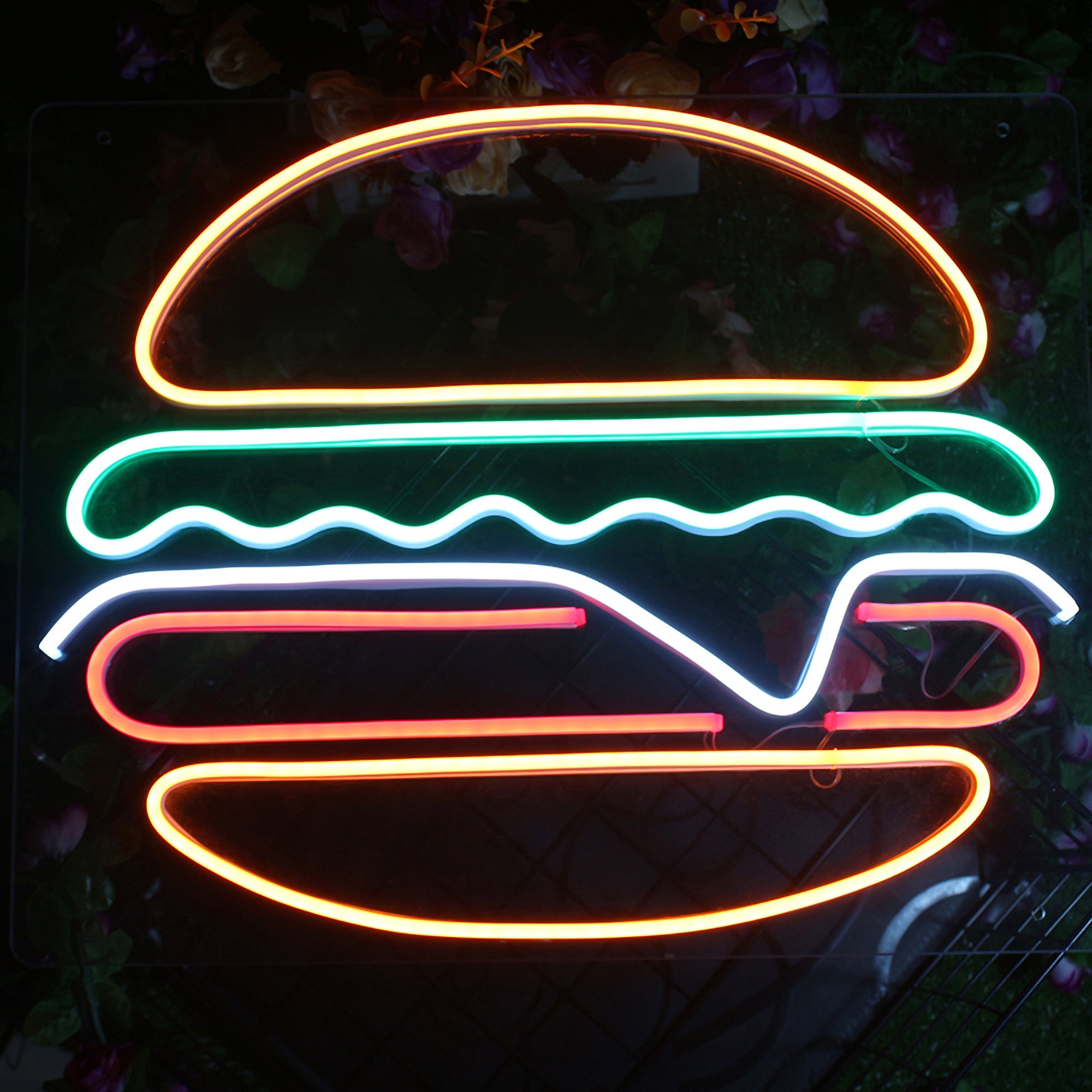 BURGER Custom Neon Sign Wall Decor Neon Light LED Perfect Night Light Kitchen Decor Neon Sign Wall Decor Neon Sign Art Neon Light Sign