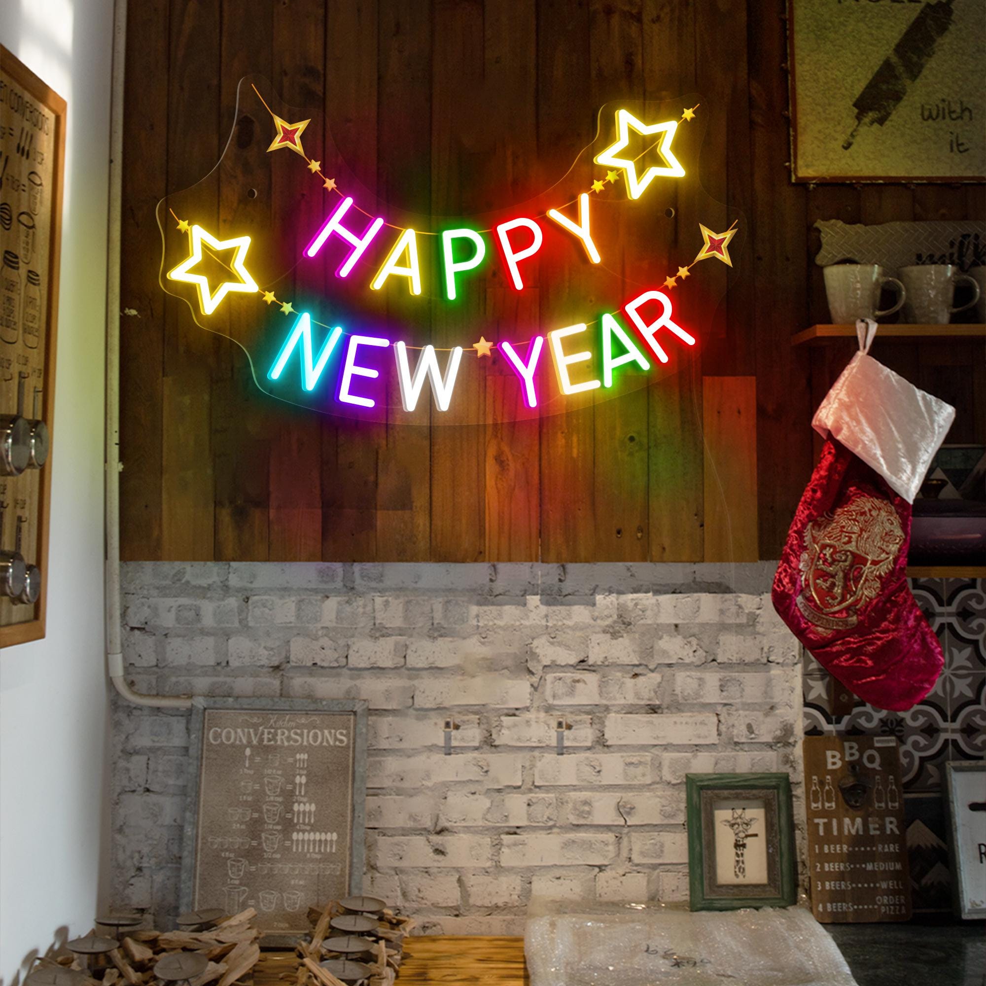 Happy New Year Neon Sign Holiday Celebration Neon Sign Happy New Year Light Sign Gifts for Family Party Decor Custom New Year Decor for Home