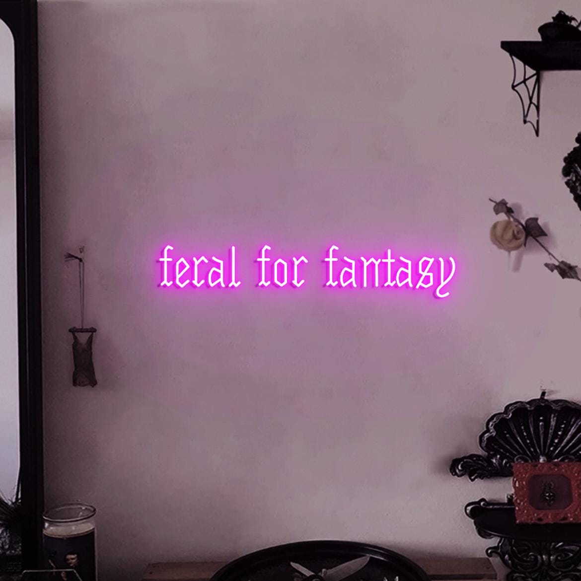 Feral For Fantasy Neon Sign, Feral Sign, Custom Neon Sign Fantasy Books Room Wall Decor, Fantasy Reader Gift, Fantasy Sign, Goth Ideas