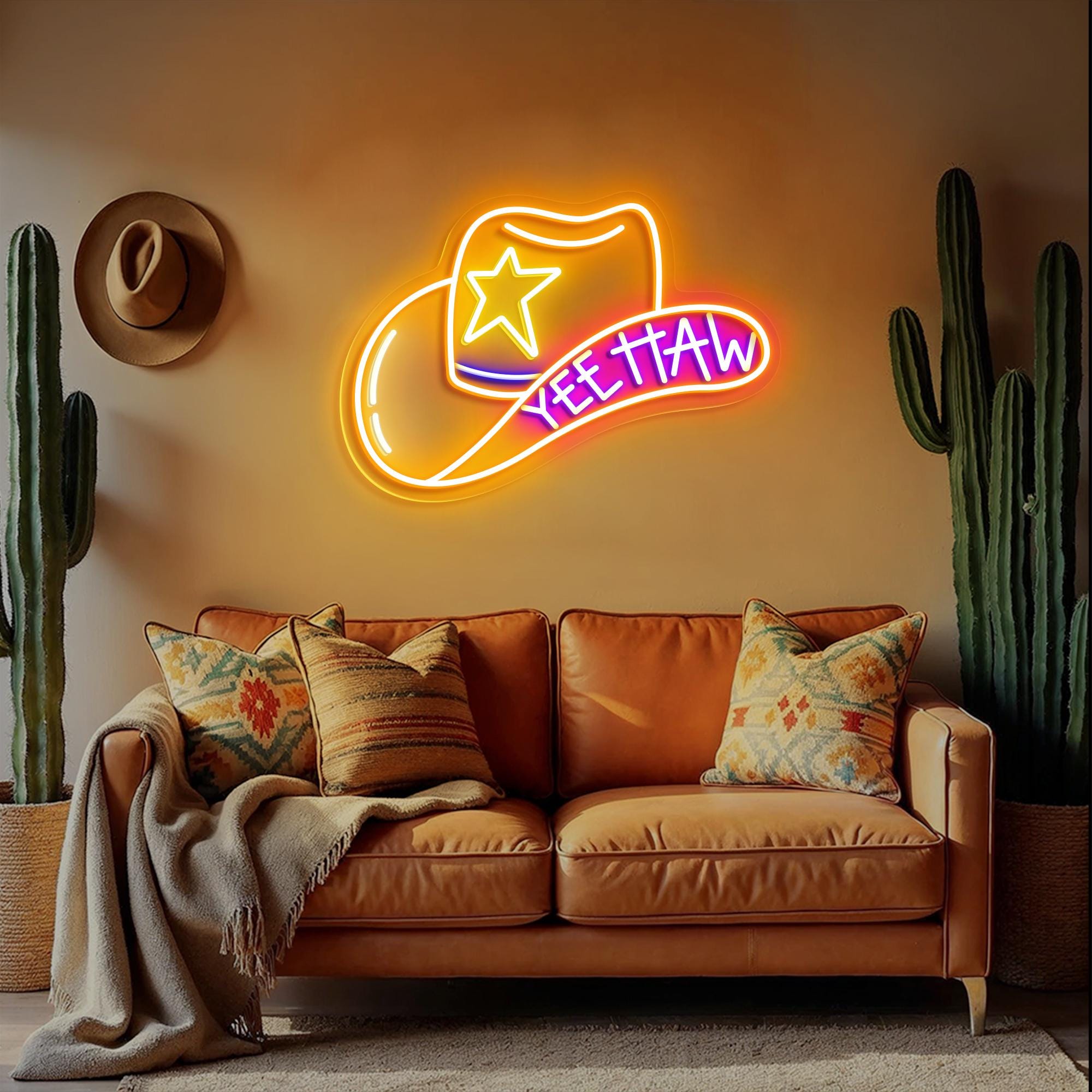 Cowboy Hat Yeehaw Neon Sign, Yeehaw Led Sign, Cowboy Room Decor, Western Led Sign, Howdy Neon Sign, Cowboy Hat Neon Sign, Howdy Party Decor