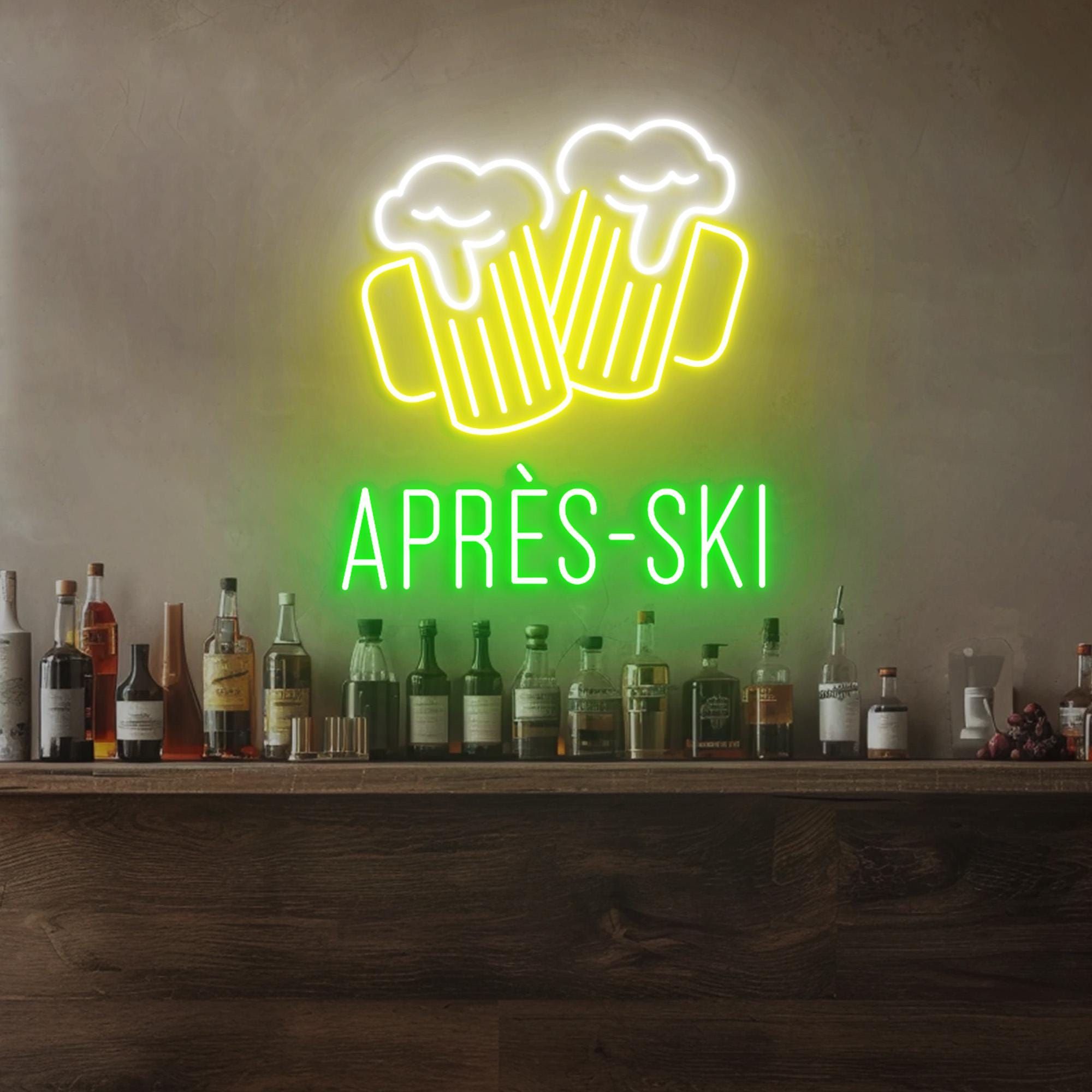 Apres Ski Beer Neon Sign, Ski Bar Decor, Ski Beer Wall Neon Light, Apres Ski Bar Wall Decor, Ski Beer Bar Wall Decor