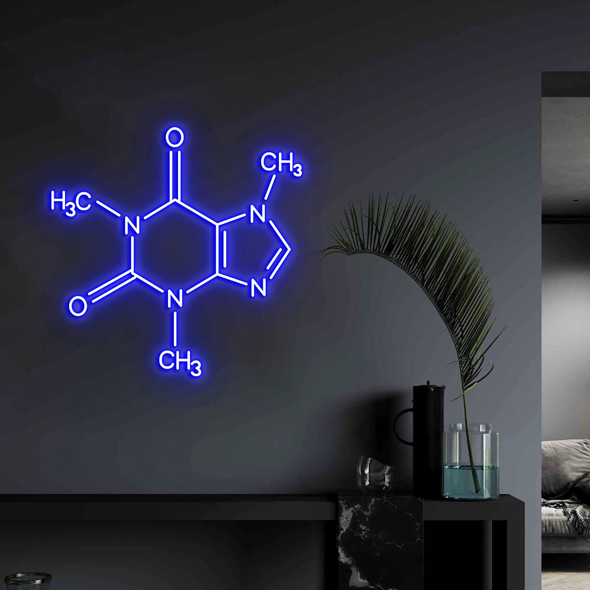 Caffeine Molecule, Led Neon Sign, Wall Decor Caffeine Molecule, Coffee Molecule Art, Coffee Wall Decor, Wall Art Hanging