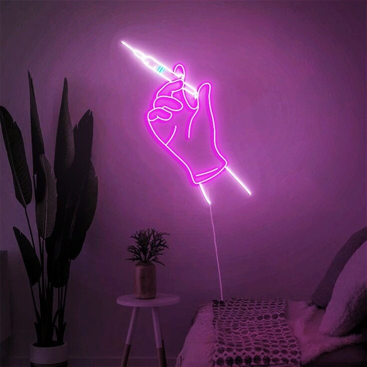 Injection Neon Sign, Injection Treatment Room Decor, Beauty Clinic Decor, Nurse Injector Art, Esthetician Art, Injection Syringe Wall Art