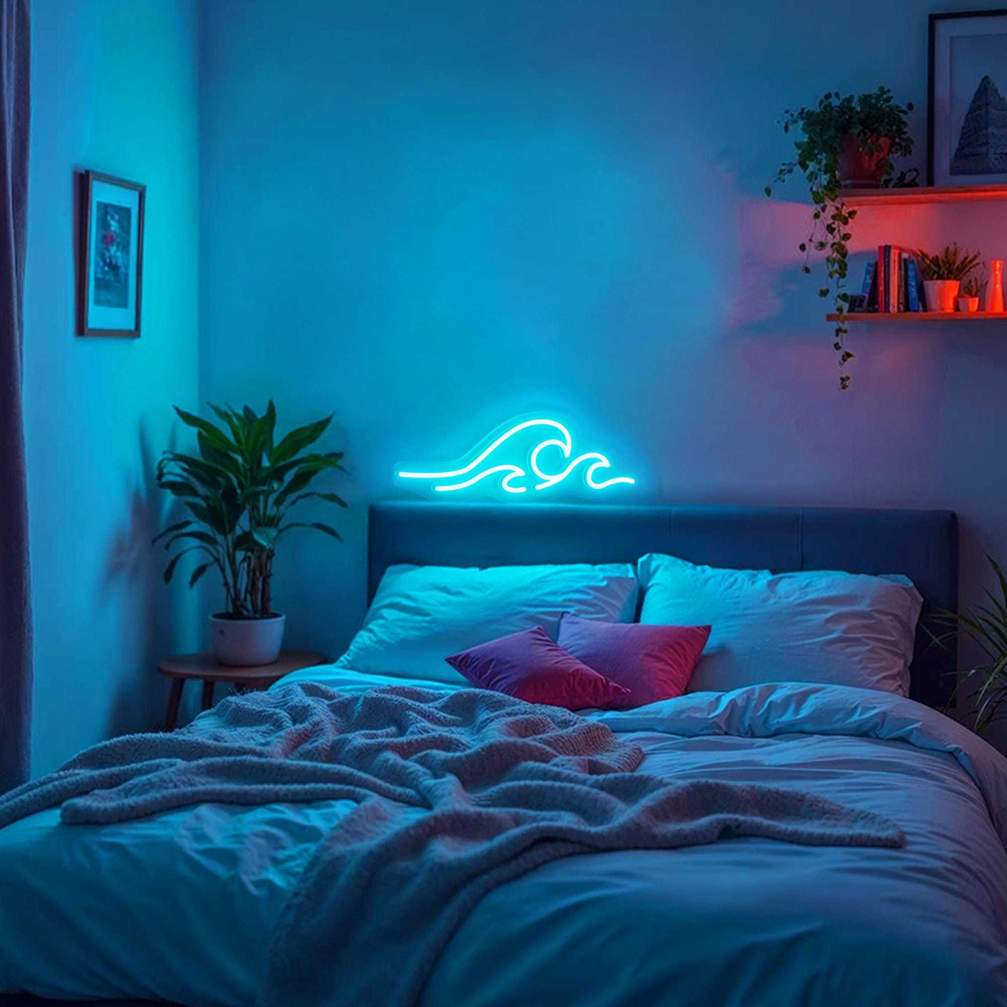 Ocean Wave Neon Sign Surf Art Sign Personalized Gift for Him to Man Cave Decor Wall Decor Gift for Husband Nature Lover Valentines Gift