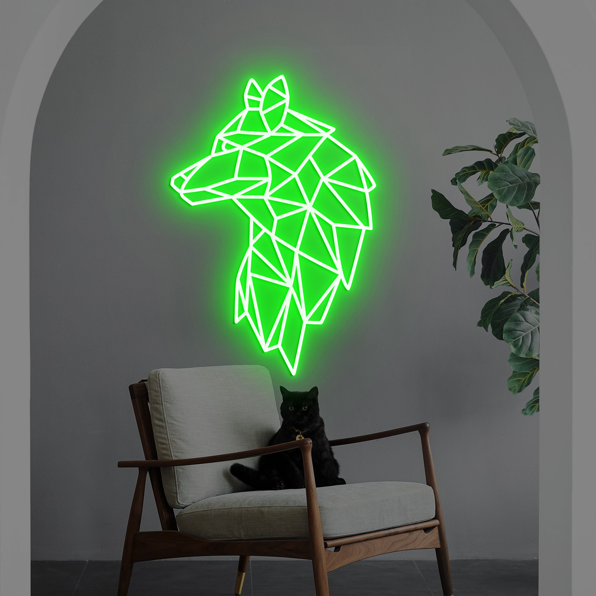 Geometric Wolf Neon Sign, Wolf Head Neon Light, Wolf Wall Decor, Wall Art, Wolf Led Sign, Wolf Figurine