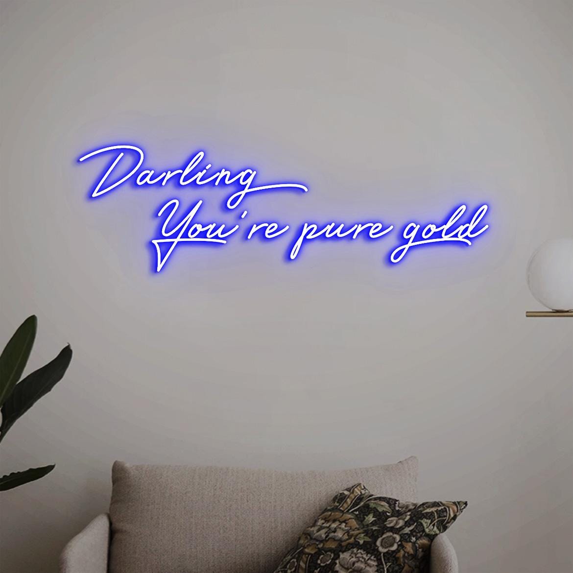 Darling You're pure gold Neon Sign, Pure Gold, Hair Salon Wall Idea, Hair Beauty Salon Art, New Salon Decor, Salon Decor Idea