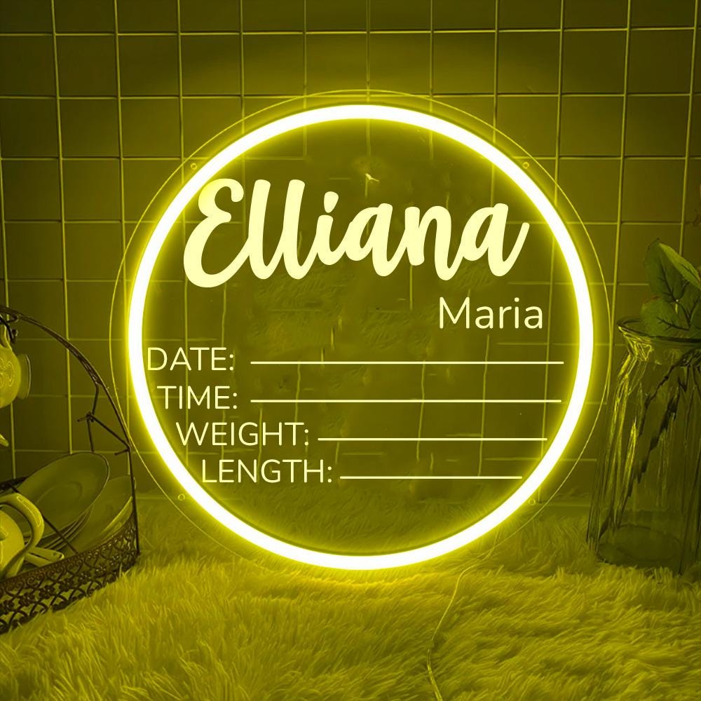 Custom Baby Arrival Announcement Neon, Baby Name With Birth Stats, Baby Name Reveal, Personalized Baby Announcement Neon, Neon for Hospital