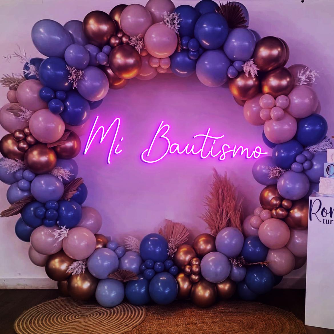 Mi Bautismo Neon Sign, My Baptism Spanish Party Backdrop Wall Neon Light, Christening Party First Communion Religious Party Decorations