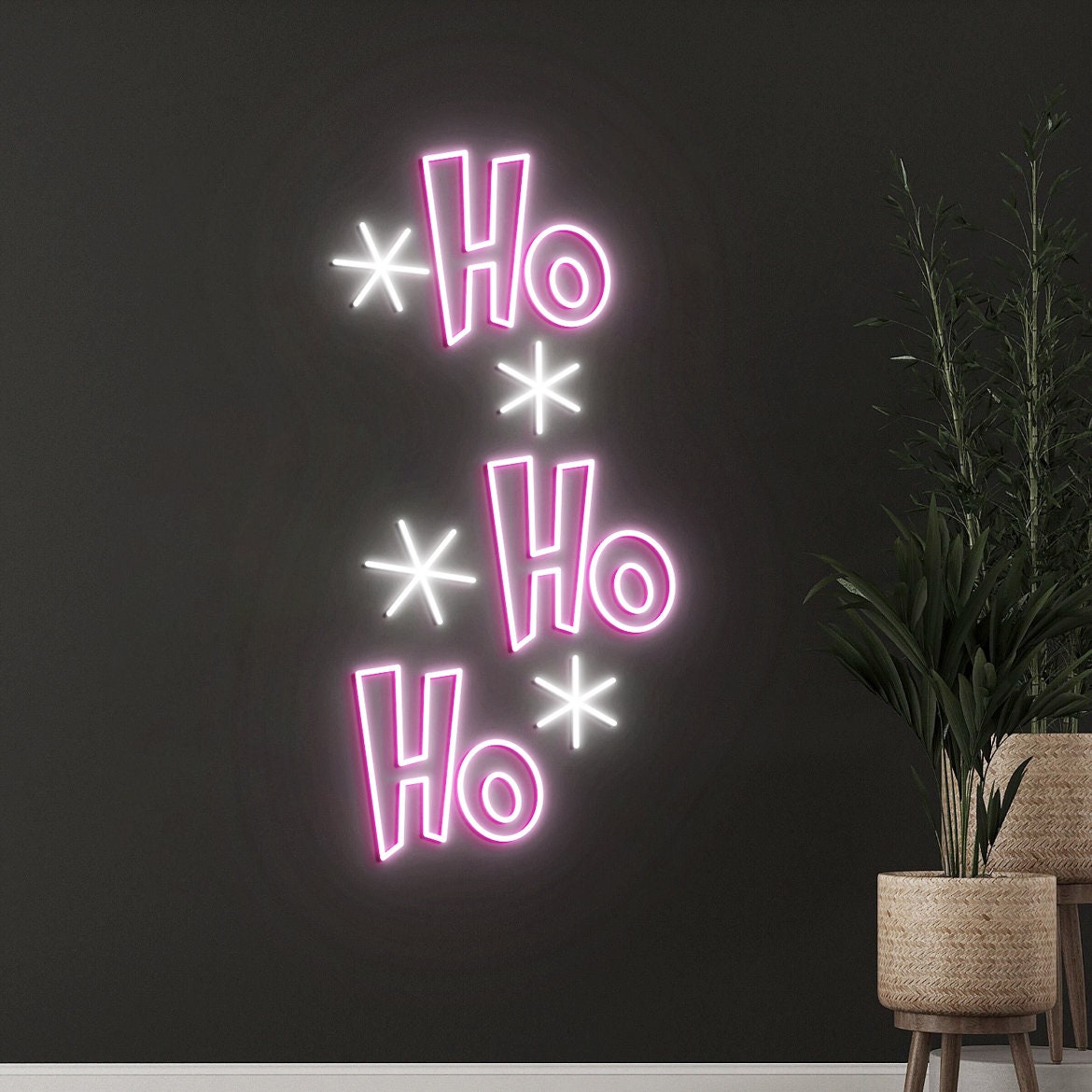 Ho Ho Ho Neon Sign, Santa, Christmas Decor, Xmas Wall Art, Holiday Wall decor, Ho Ho Ho Led Sign, Christmas Neon Light