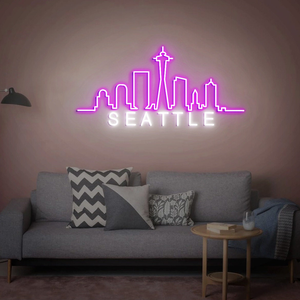 Seattle Skyline Neon Sign, Seattle Skyline Arty, US City Art, Custom City Skyline Neon Light, Seattle Art, Personalized Living Room Decor