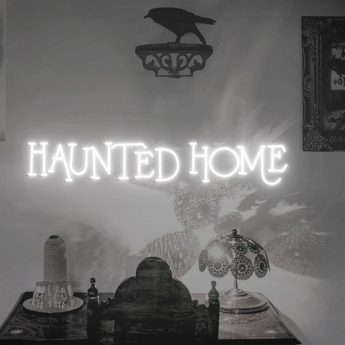 Haunted Home Sign, Haunted Sign Home Decor, Halloween Haunted Home Sign, Halloween Home Decor, Halloween Decor Idea, Haunted House Decor