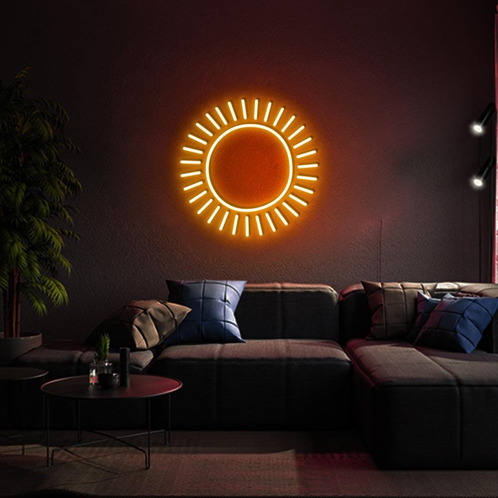 Modern Sunshine Neon, Boho Sun Neon, Neutral Sun,Mid Century Modern Wall, Abstract Sun Neon, Minimalist Sun, Gender Neutral, Bedroom Gifts