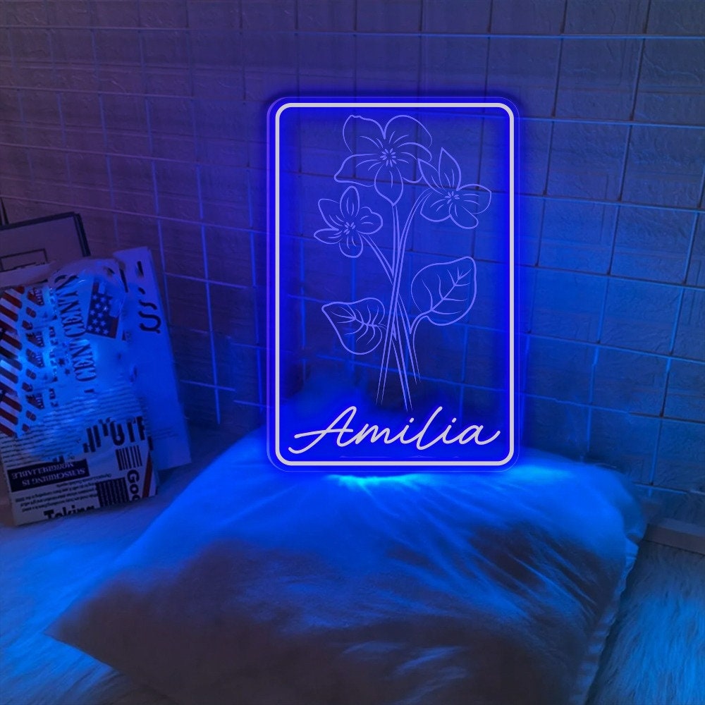 Personalized First Mom Now Grandma Neon Sign, Custom Grandma's Garden Birth Month Flower Night Light, Mothers Day Gift for Grandma NaNa Gift