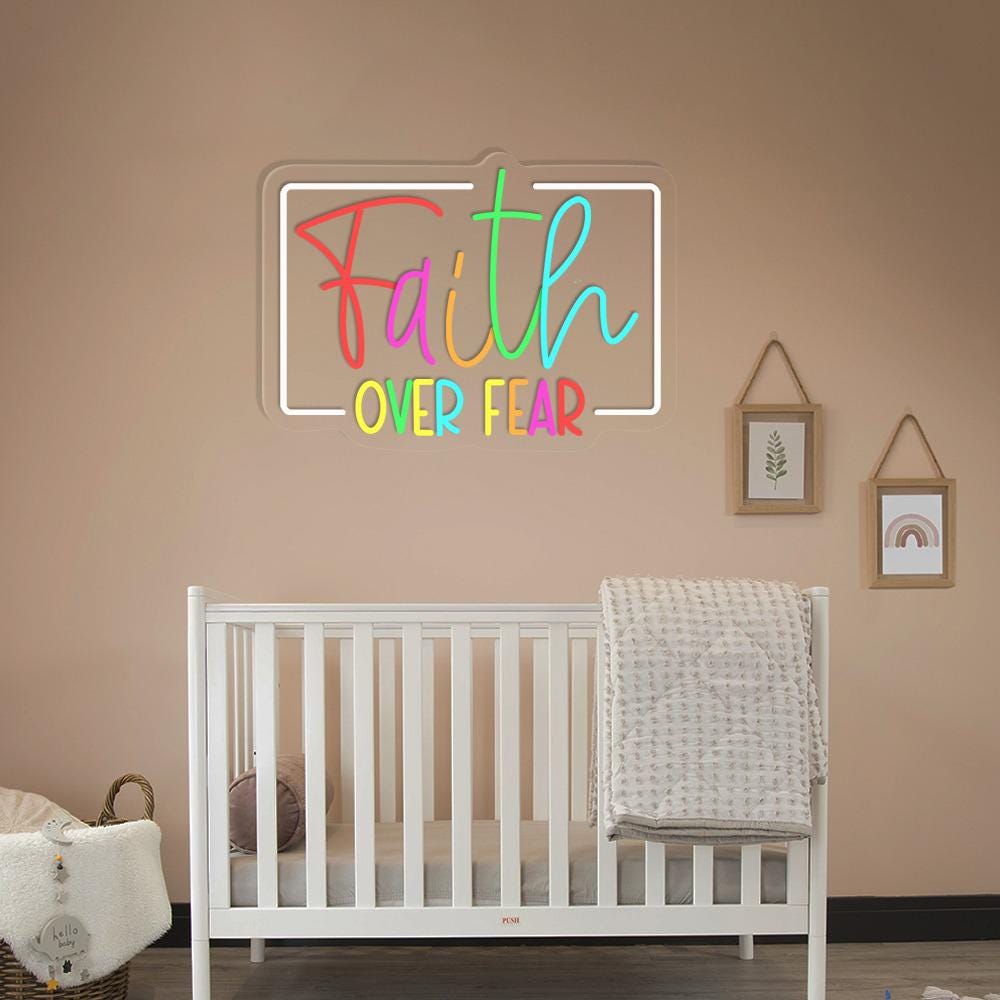 Faith Over Fear Neon Sign Gifts, Inspirational Christian Neon, Bible Quote Neon, Faith Neon For Women, Kindness Neon Sign, Bible Verse Neon