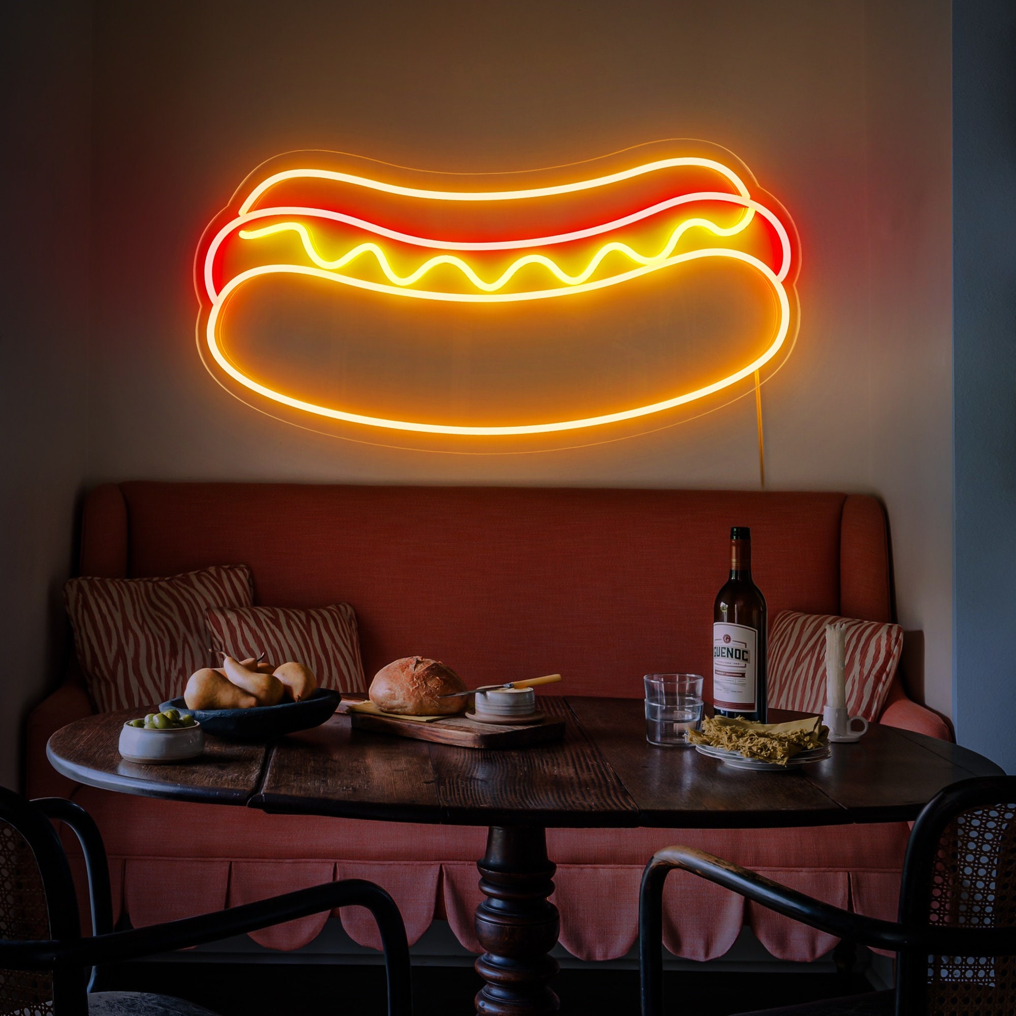 Hot Dog Neon Light|Fast Food Sign| Neon Sign Kitchen|Hot Dog Neon Sign|RestaurantWall Decor|Hot Dog Lover Gift,Sandwiches Shop Sign