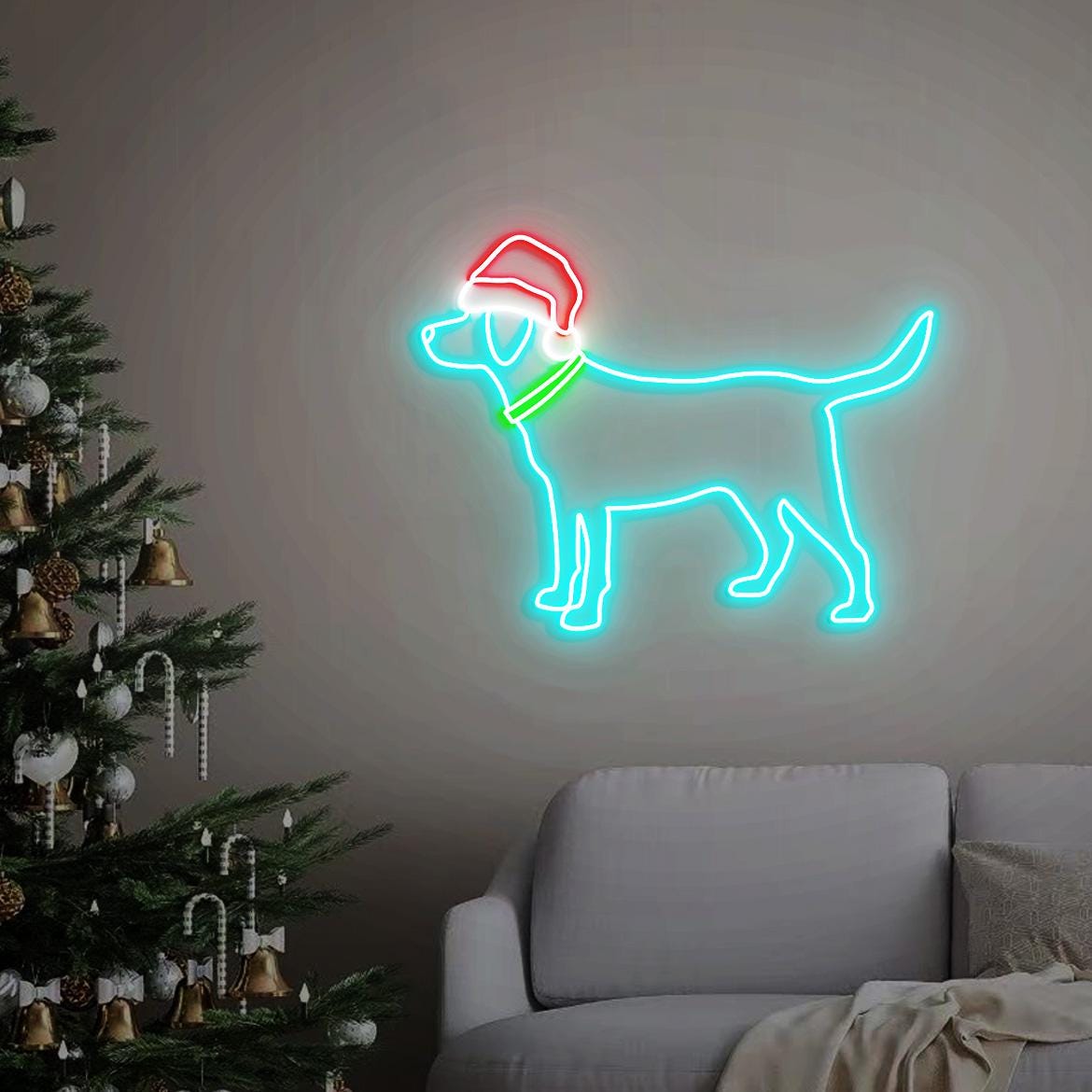 Christmas Dog Neon Sign, Christmas Black Lab Puppy Home Decor, Holiday Dog Mom Gift, Dog Christmas Wall Decor, Dog Lovers