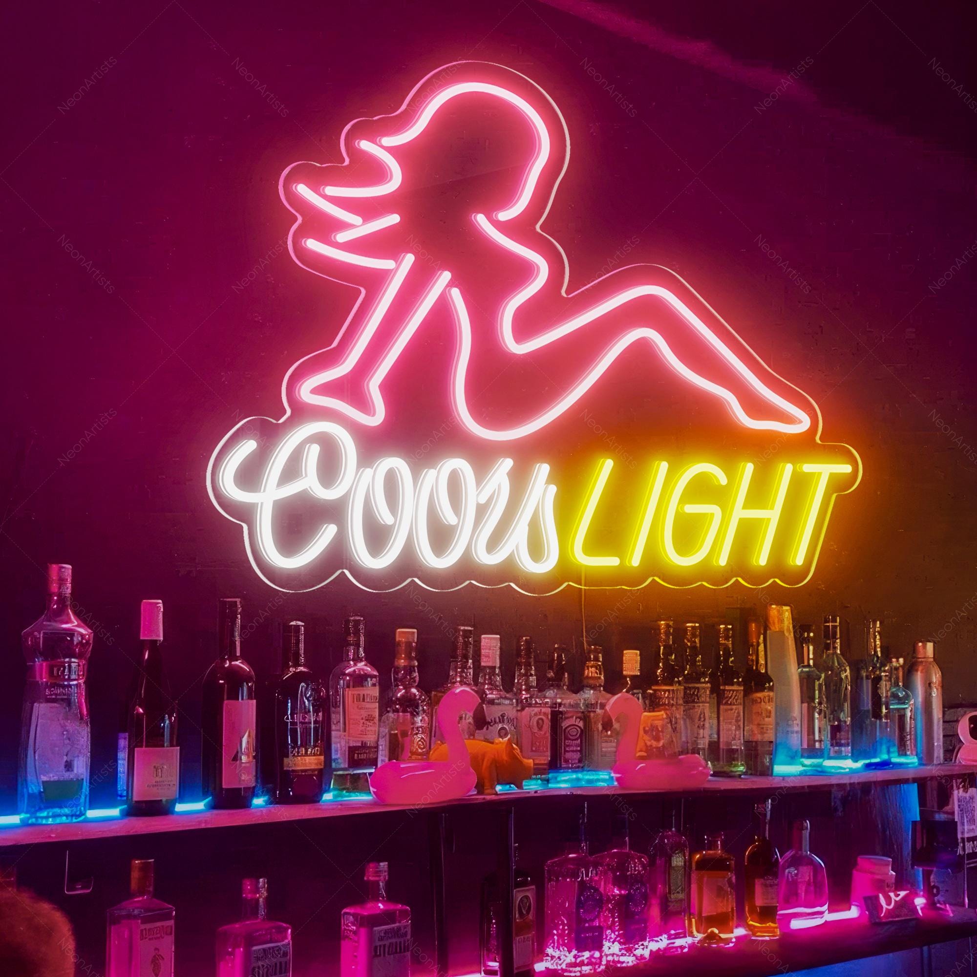 Coors Light Neon Sign,Beer Neon Signs,Lady LED Neon Lights,Neon Sign,Wall Art,Neon Light for Bedroom Restaurant Party Decor