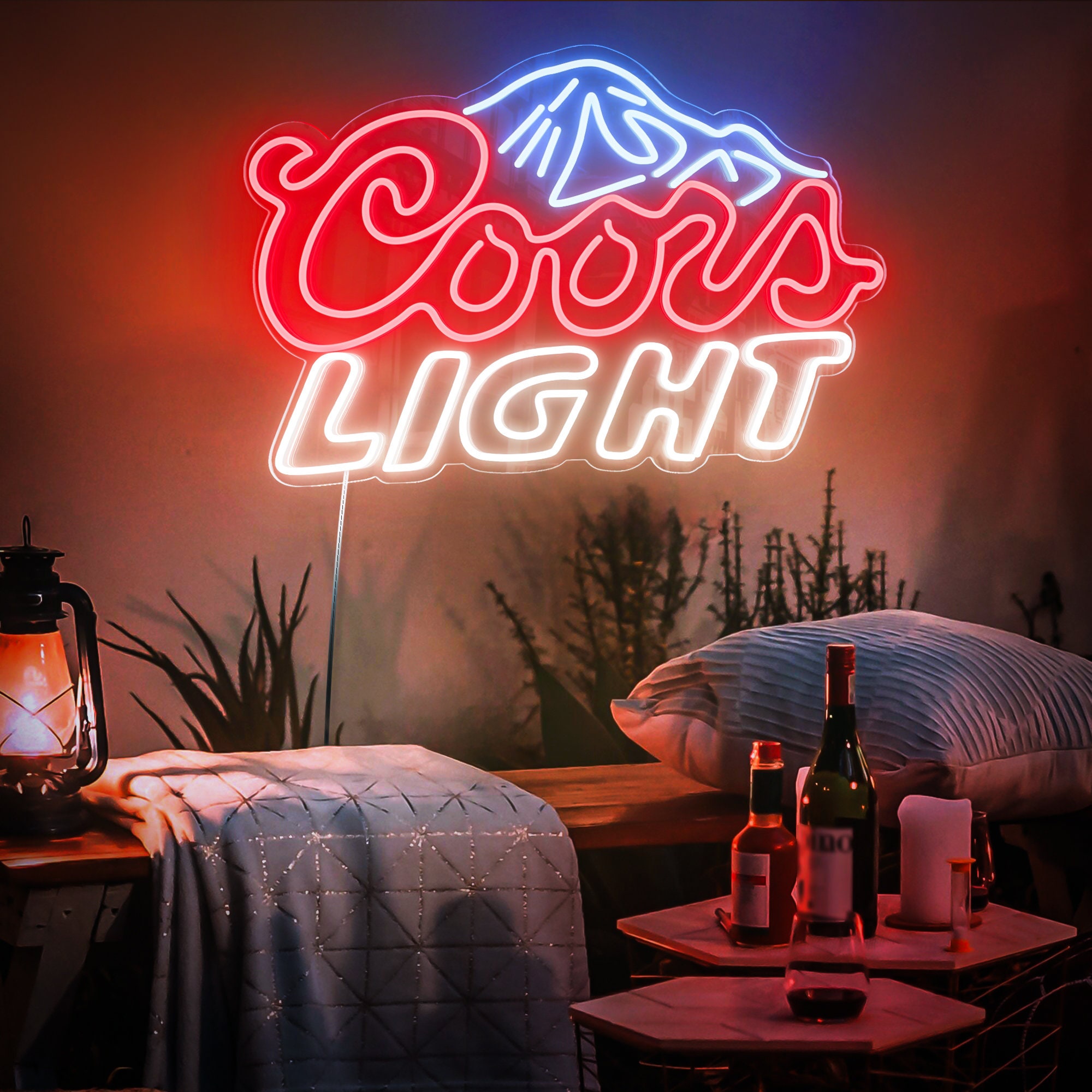 Coors LIGHT Neon Sign,Neon Sign for Wall Decor Neon Lights for Bedroom,Led Business Signs,Wall Logo Neon Sign,Shop Wall Neon Light Decor