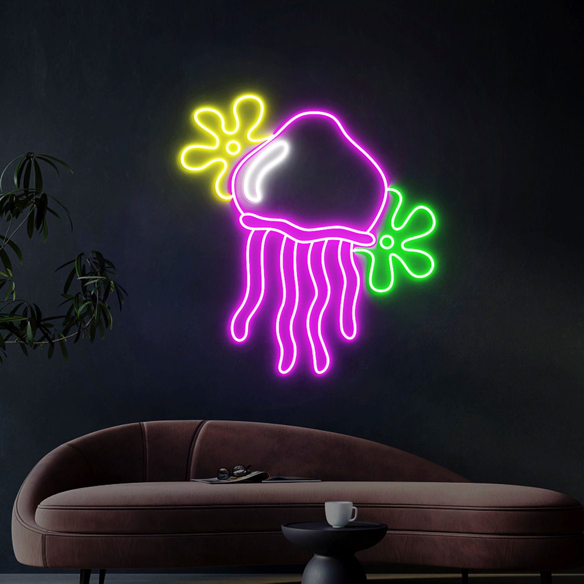 Jellyfish Neon sign, Custom Spongebob Flower Neon Light, Jellyfish Decoration Neon Sign, Jellyfish Wall Art Bedroom Decor