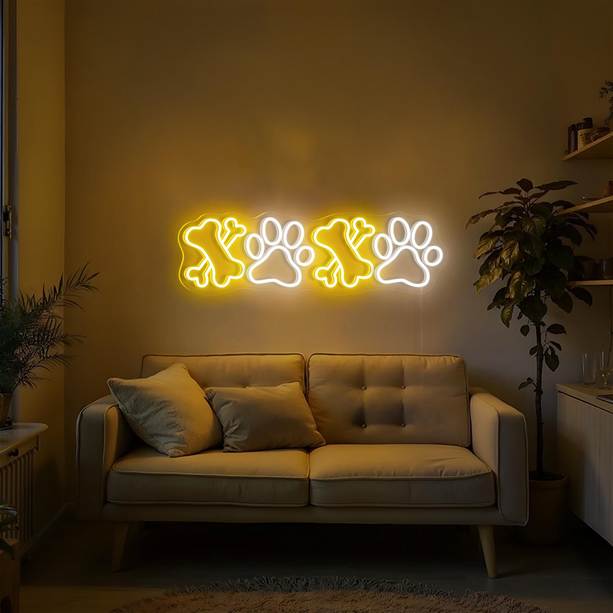 XoXo Dog Paw Neon Sign for Pet Lovers Gifts for Her Valentines Day Gifts Aesthetic Room Decor Pet Shop Sign Kids Room Decor Wall Hangings