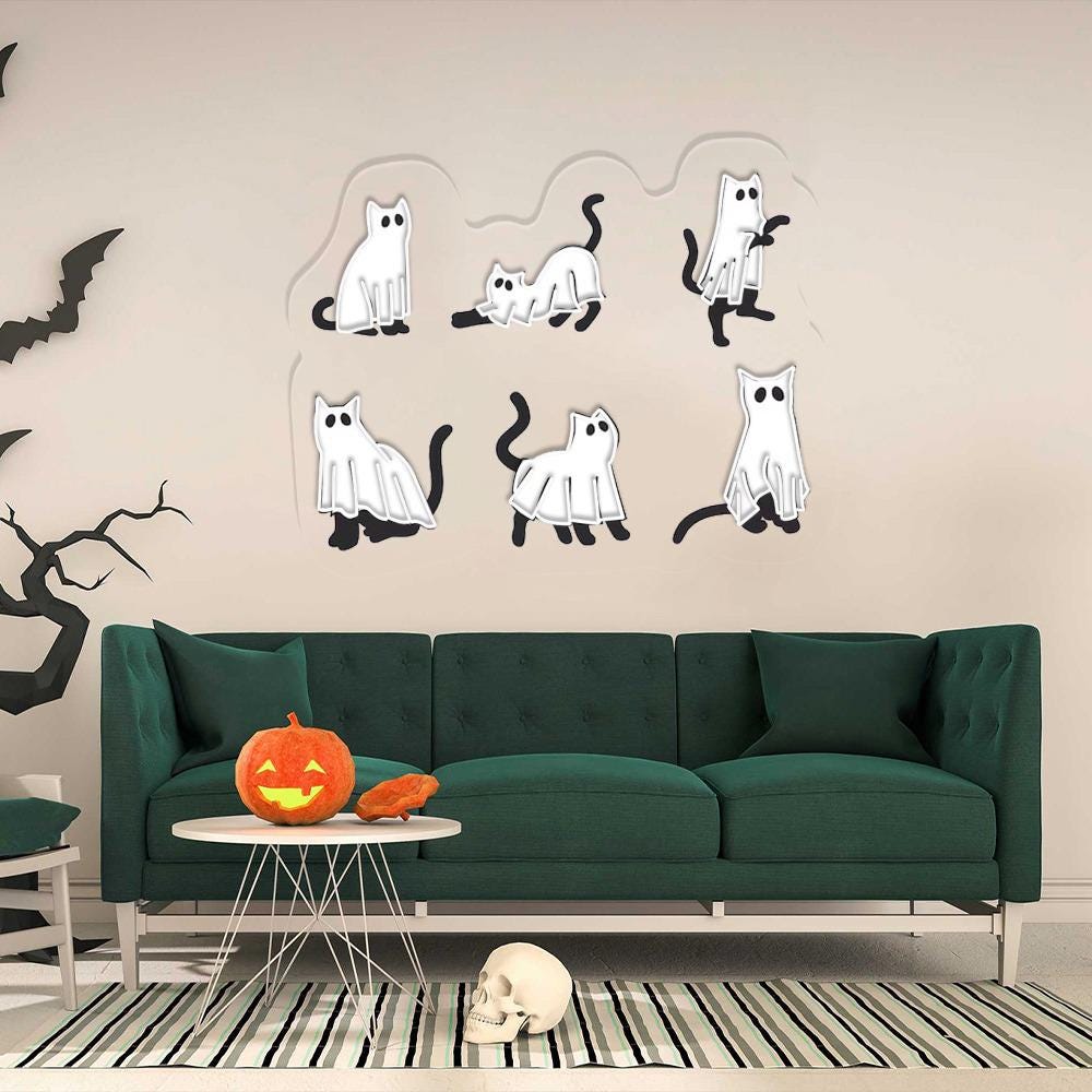 Halloween Neon Sign, Cat Neon Led, Ghost Neon, Halloween Neon, Cool Halloween Cat Neon, Cat Lover Neon, Black Cat Neon, 2024 Spooky Seas