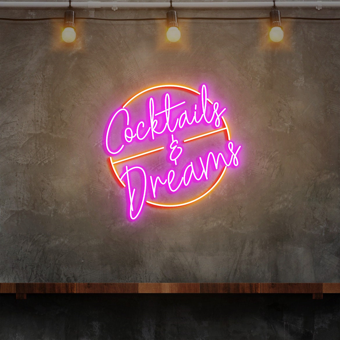 Cocktails and Dreams Neon Sign, Cocktail Bar Neon Sign Wall Decor, Bar Signs UK, Neon Bar Signs for Home Bar Decor, Custom Neon Signs UK