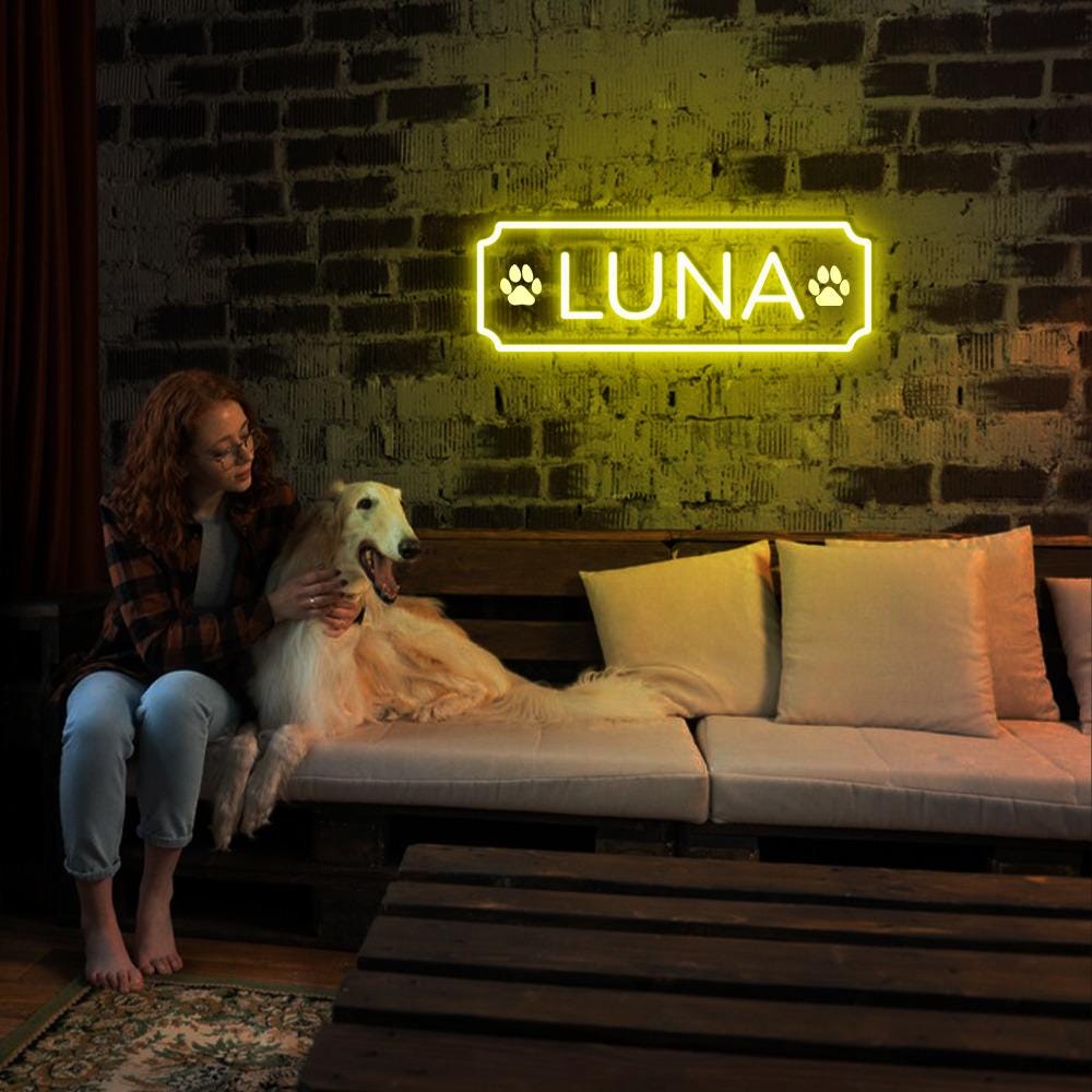 Personalized Neon Dogs, Pets Name Neon, Personalized Dog or Cat Name Plaque for Pet House, Crate, Kennel, or Feeding Area, Dog Lover Gifts