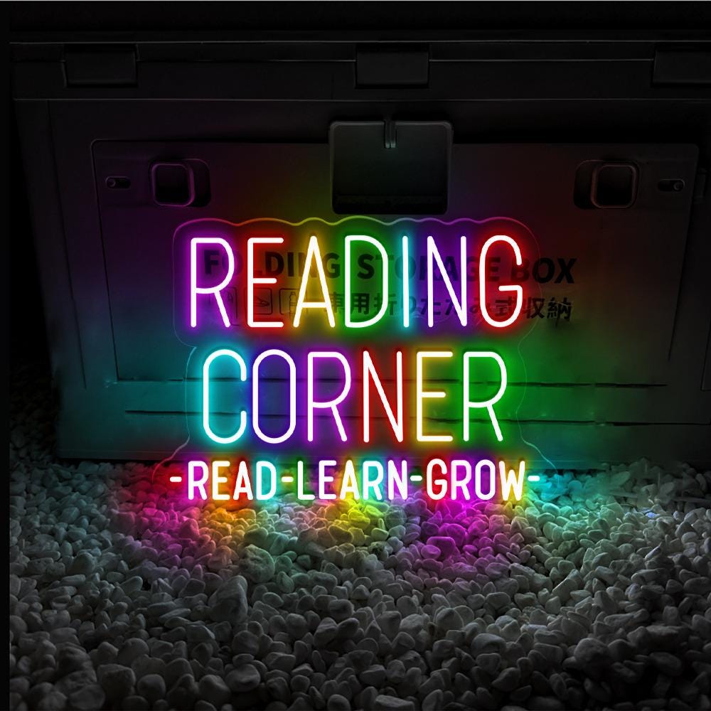 Reading Corner Neon Sign Decor, Classroom Educational Neon Sign Decor, Classroom Decor Pastel Rainbow Neon, Book Nook Library Neon Decor