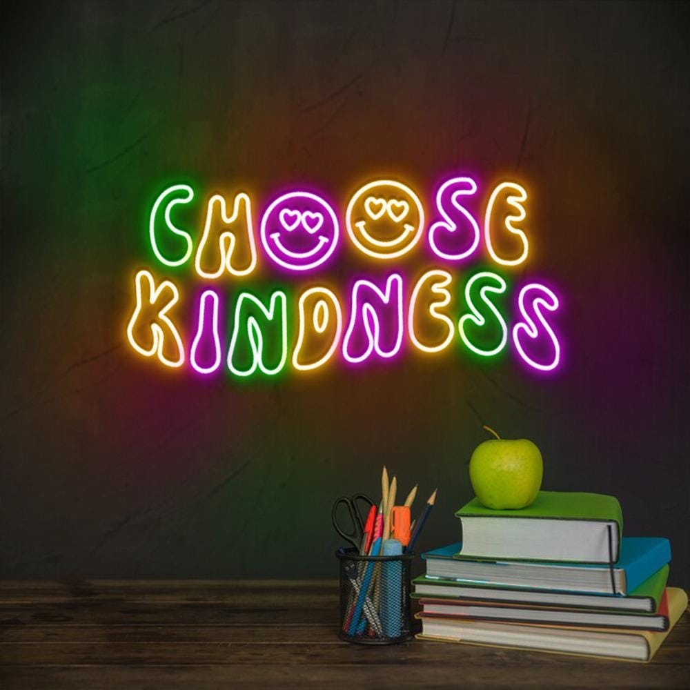 Choose Kindness Neon Sign, Cute Teacher Neon Sign, Teacher Smiley Face Neon Sign, Positive Affirmation Neon Sign, Group Teacher Neon Gifts