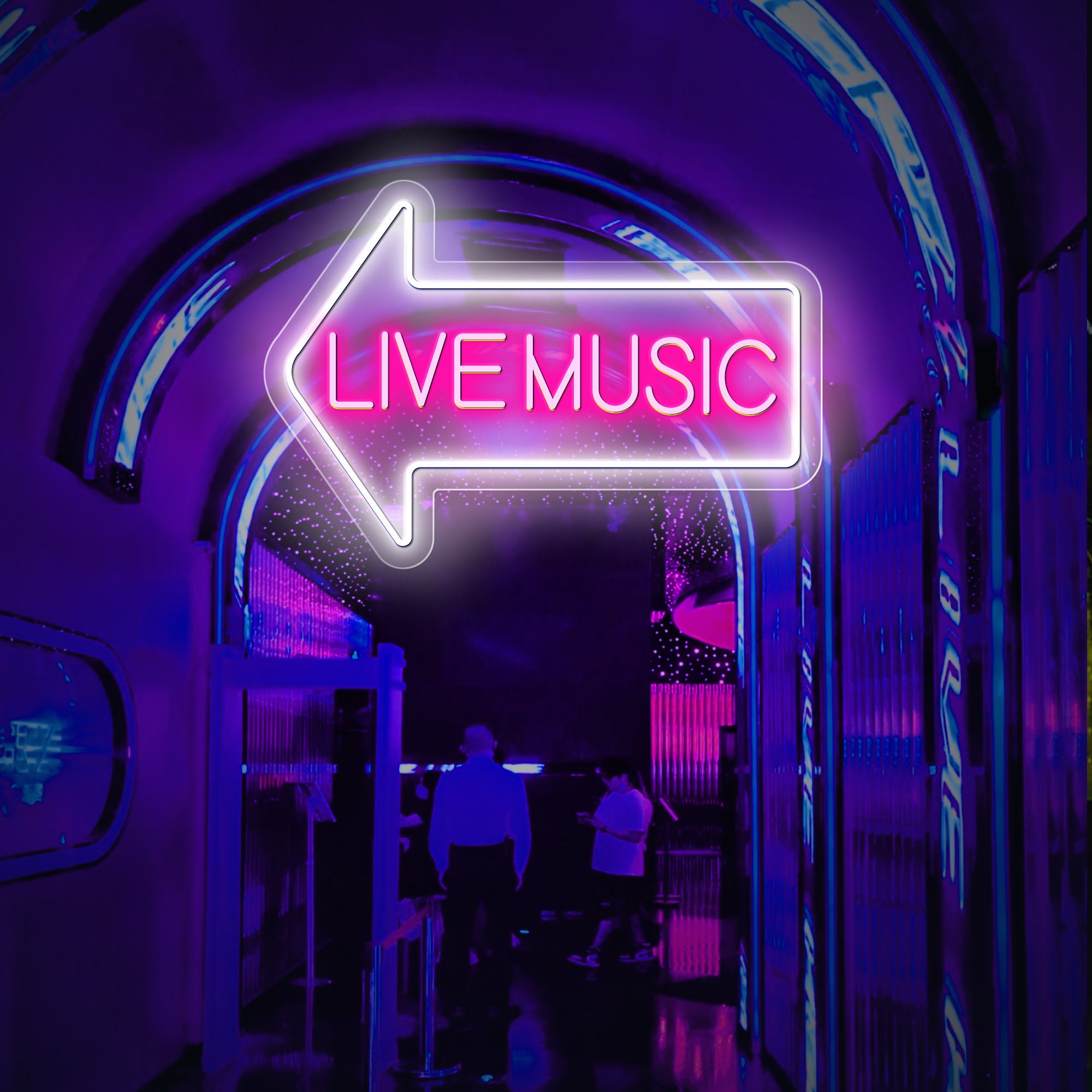 LIVE MUSIC Arrow Custom LED Neon Sign Personalized Light Up Sign Bar Nightclub Music Studio Wall Decor Living Room Decoration Birthday Gift
