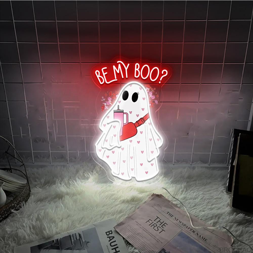 Be My Boo Neon Sign, Ghost Neon, Valentines Day Neon Sign, XOXO Neon, Women Valentines Day Neon Gifts, Heart Neon Sign, Happy Valentines