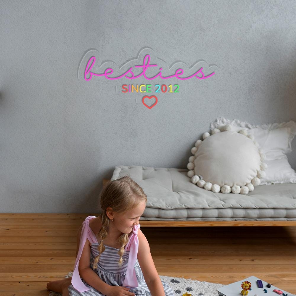 Custom Besties Neon Sign, Custom Since Best Friends Neon, Best Friend Birthday Neon, Girls BFF Neon Sign, Matching Best Friends Neon Gifts