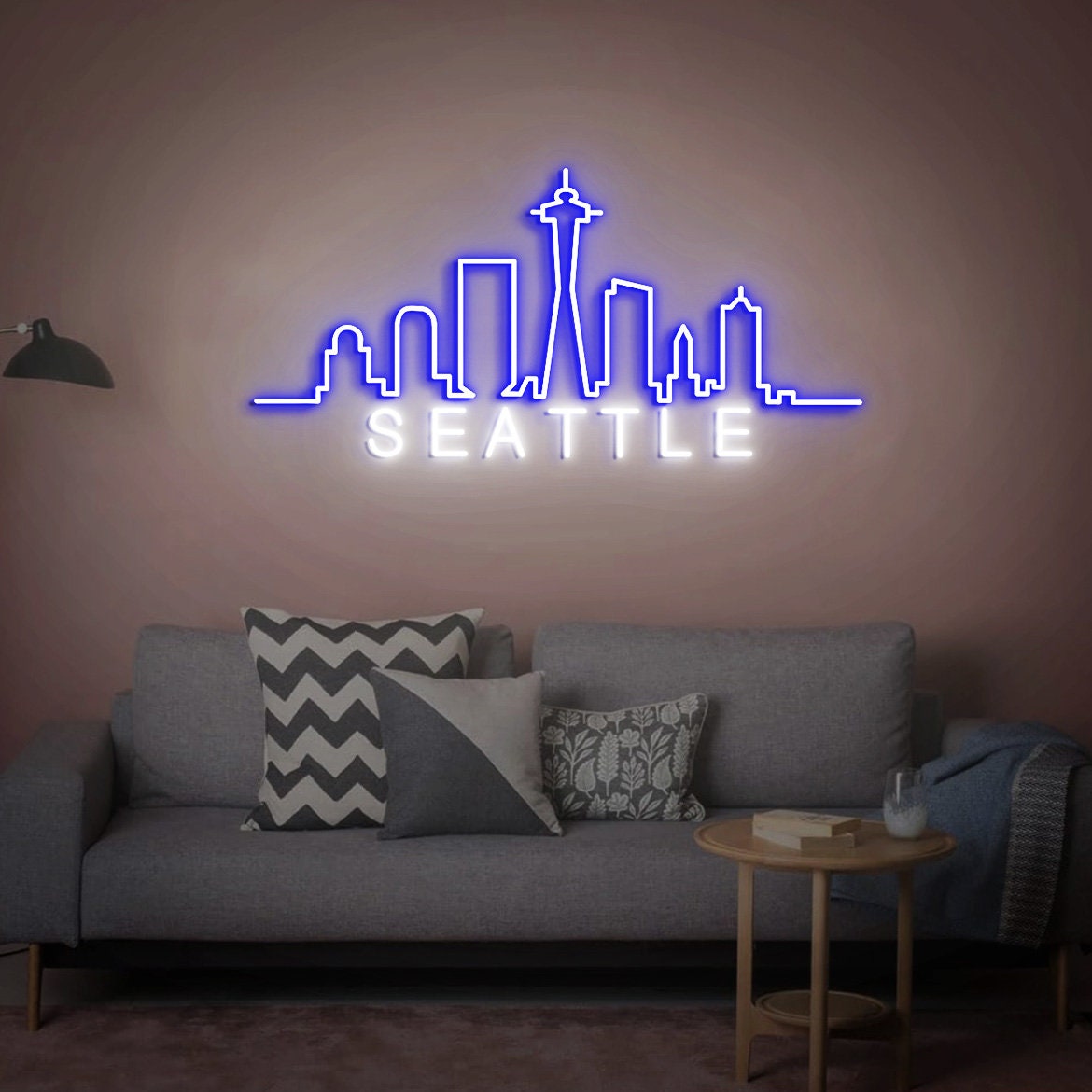 Seattle Skyline Neon Sign, Seattle Skyline Arty, US City Art, Custom City Skyline Neon Light, Seattle Art, Personalized Living Room Decor