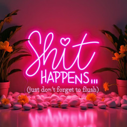 Shit Happens Bathroom Neon Sign, Shit Happens Neon Sign, Fun Bathroom Decor Sign, Flush the Toilet Sign, Toilet LED Sign, Bathroom Sign
