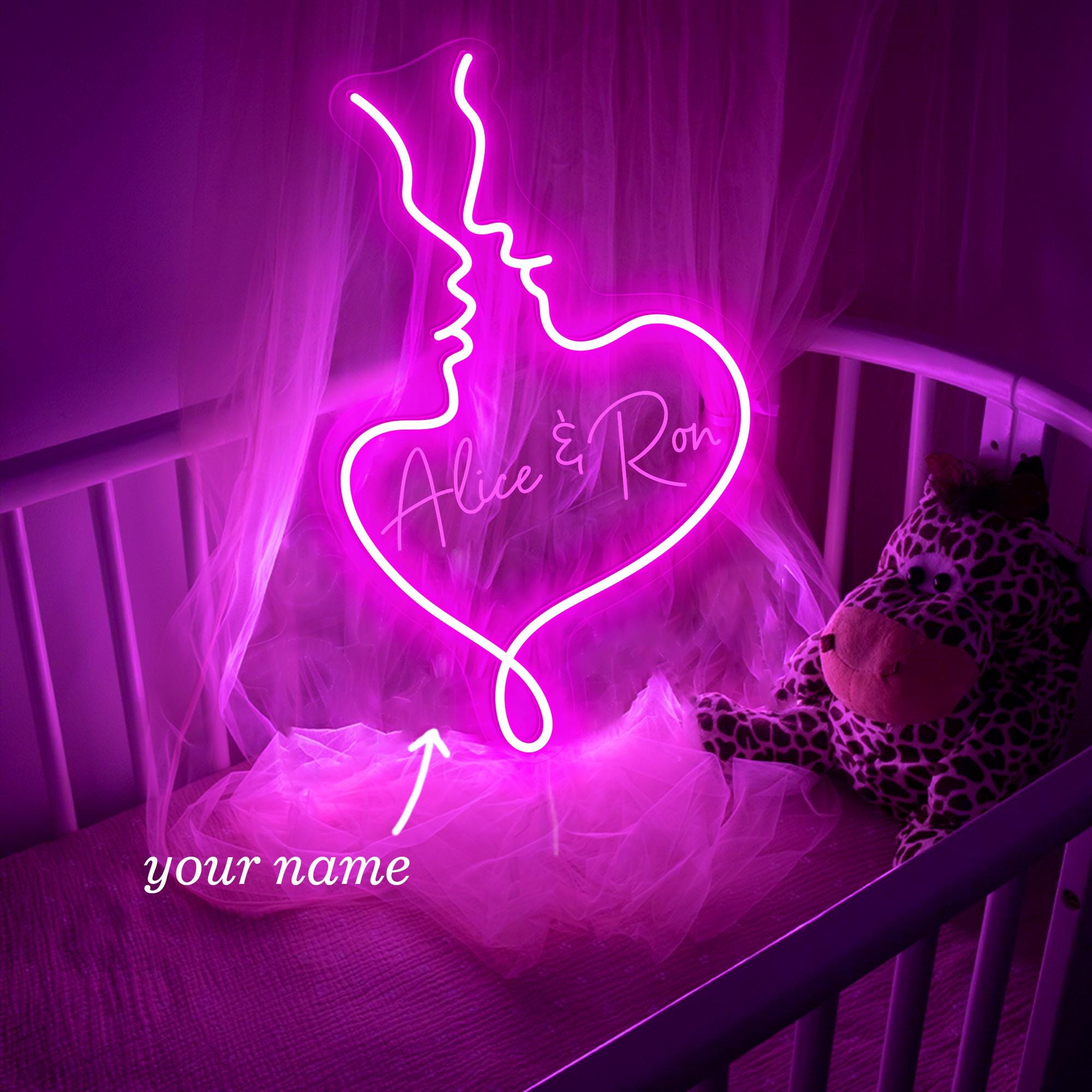 Custom Valentine Couple Names Neon Sign Valentines Decor Home Bedroom Wall Decor Wedding Party Decor Personalized Gifts Neon Light Up Sign