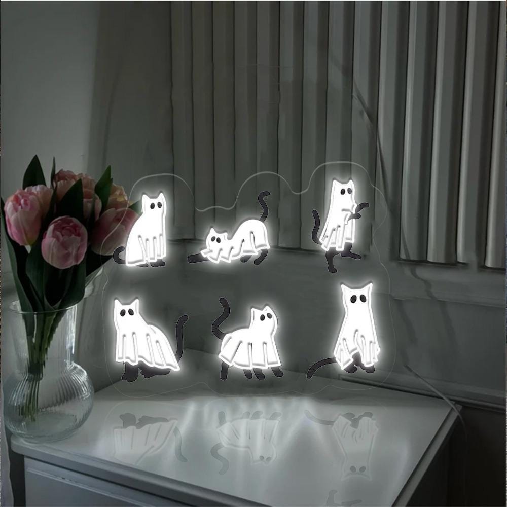 Halloween Neon Sign, Cat Neon Led, Ghost Neon, Halloween Neon, Cool Halloween Cat Neon, Cat Lover Neon, Black Cat Neon, 2024 Spooky Seas