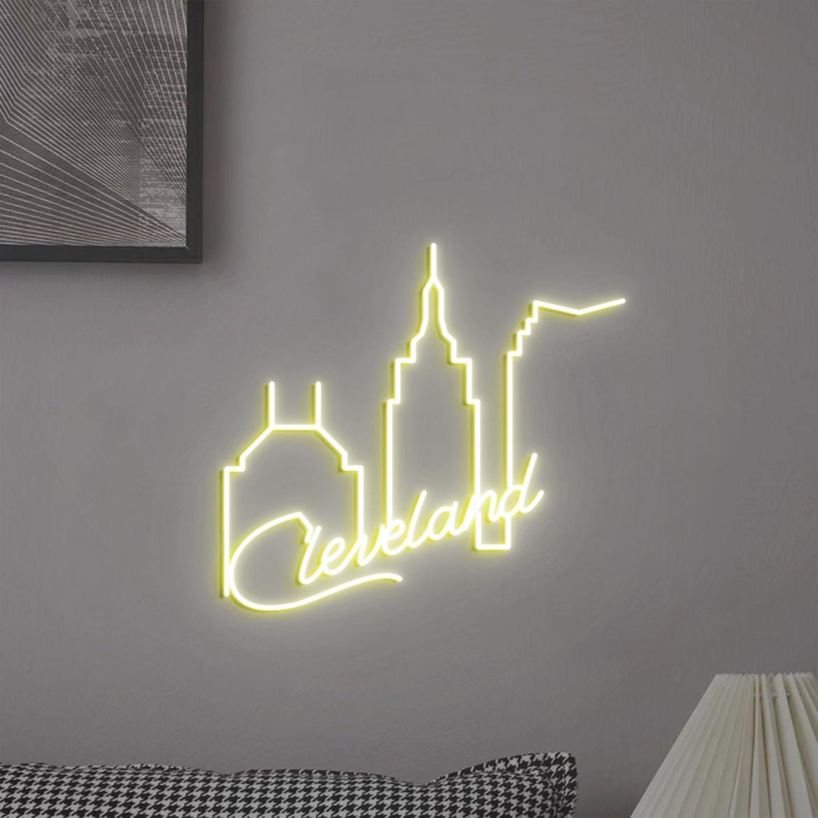 Cleveland Skyline Neon Sign, Cleveland Home Decoration, Cleveland City Wall Art, Cleveland Wall Office Decoration, Cleveland Loves Gifts