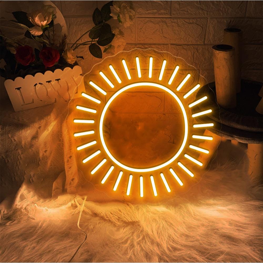 Modern Sunshine Neon, Boho Sun Neon, Neutral Sun,Mid Century Modern Wall, Abstract Sun Neon, Minimalist Sun, Gender Neutral, Bedroom Gifts