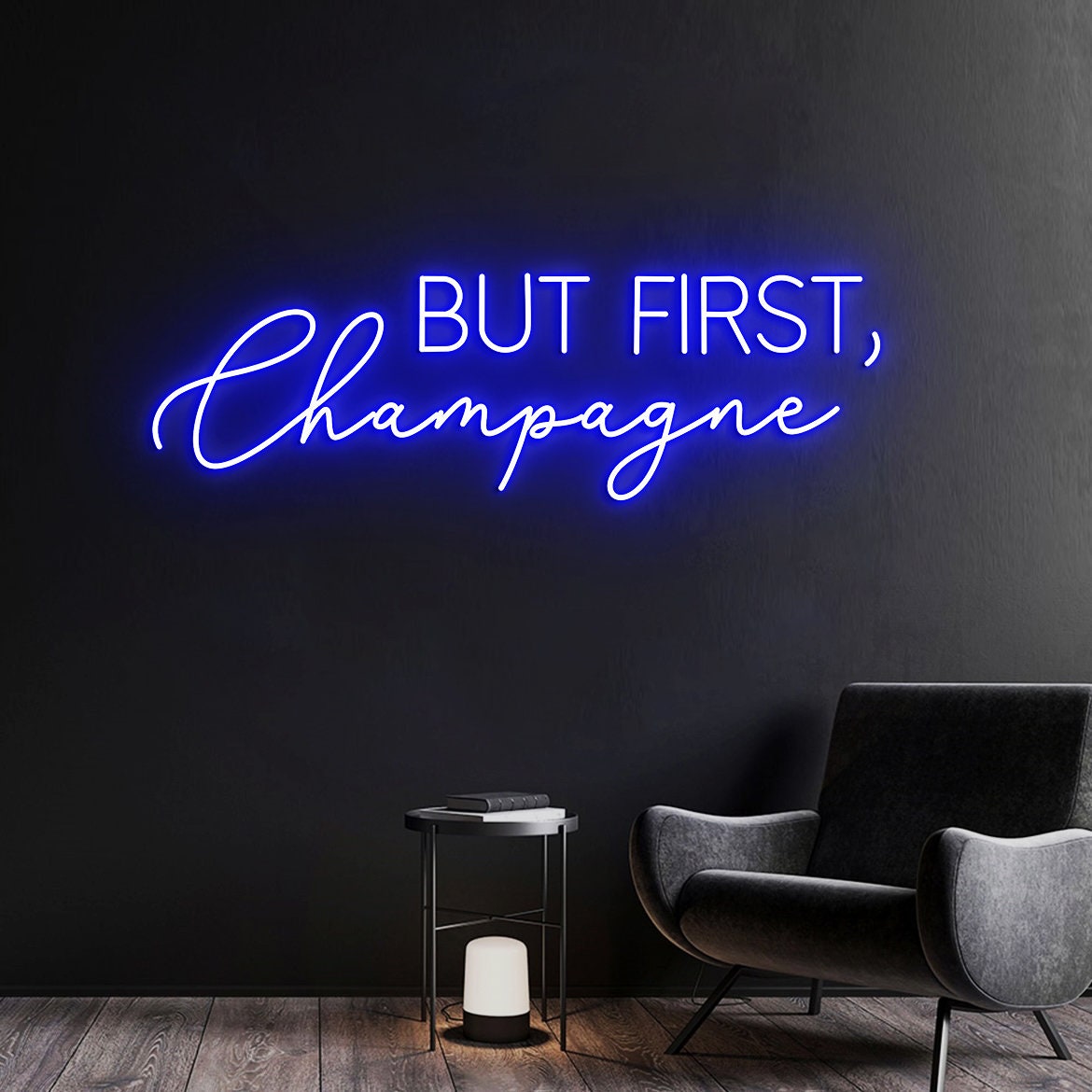 But First Champagne Neon Light, Champagne Wall Art, Custom Champagne Neon Wedding Sign Wall Art