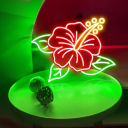 Hibiscus Neon Sign - Tropical Flower LED Wall Light for Beach Bar, Tiki Room, Hawaiian Decor, Aesthetic Bedroom, Summer Party Decor