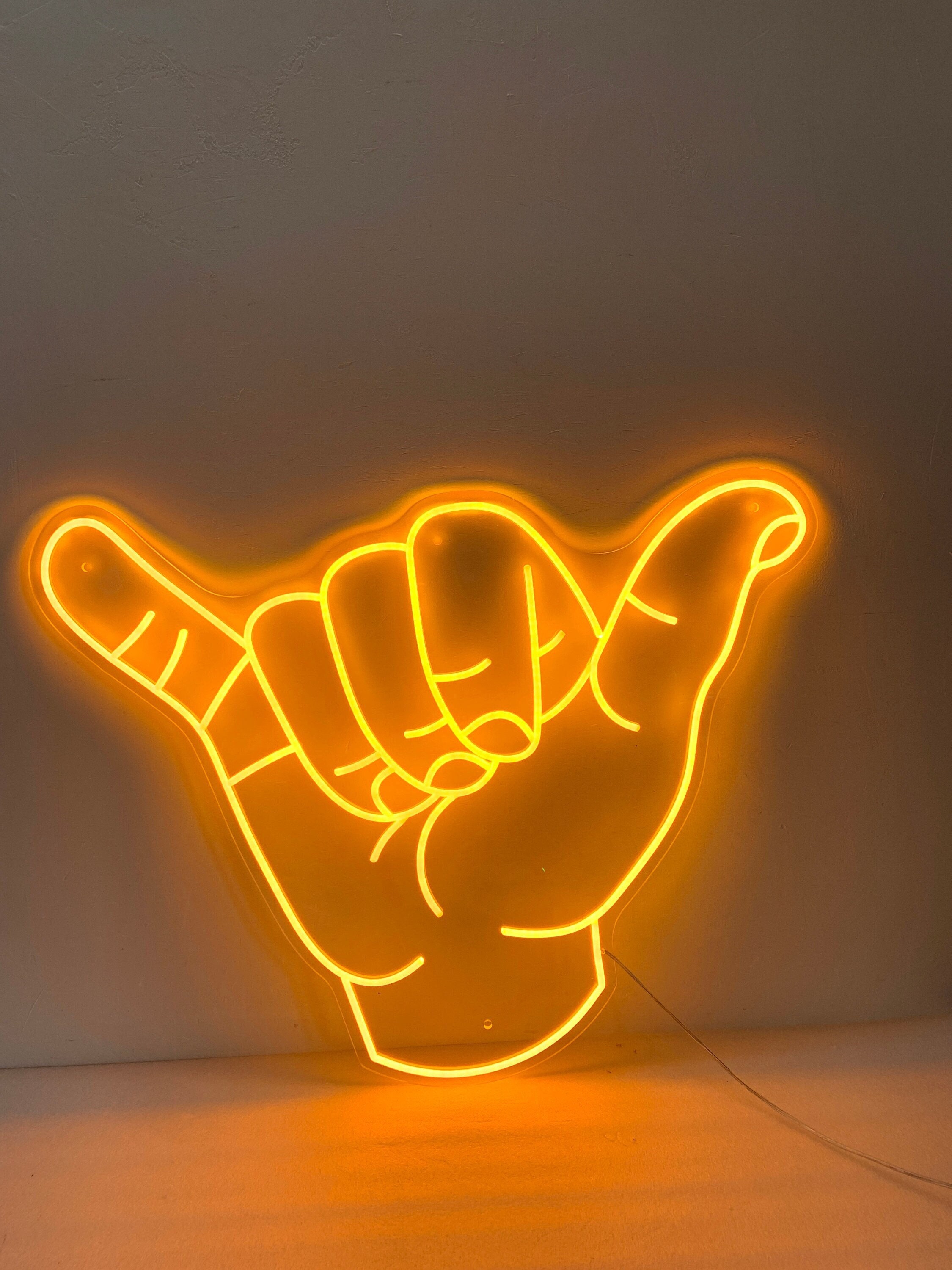 Shaka Hand Neon Sign, Hand Wall Art, Hang Loose Hand, Surf Art Decor, Hawaii Surf Hand Wall Art