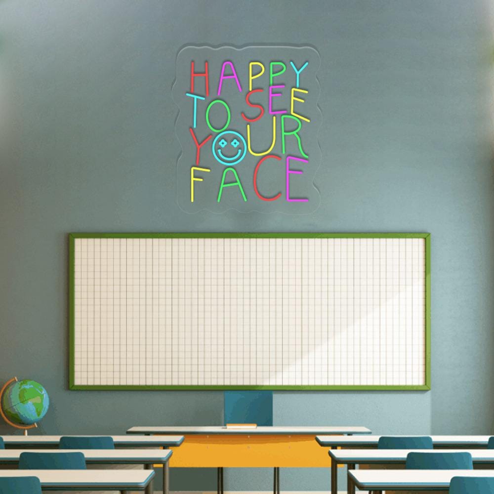 Teacher Back To School Neon, Cute Teacher Neon, Happy To See Your Face, Teacher Life Neon, New Teacher Gifts, Elementary Teacher Neon Gifts
