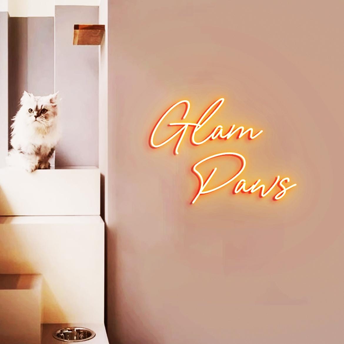 Glam Paws Neon Sign, Neon Lights for Pet Salon Wall, Dog Grooming Salon Decor Ideas, Neon Sign Display Grooming Dog Salon