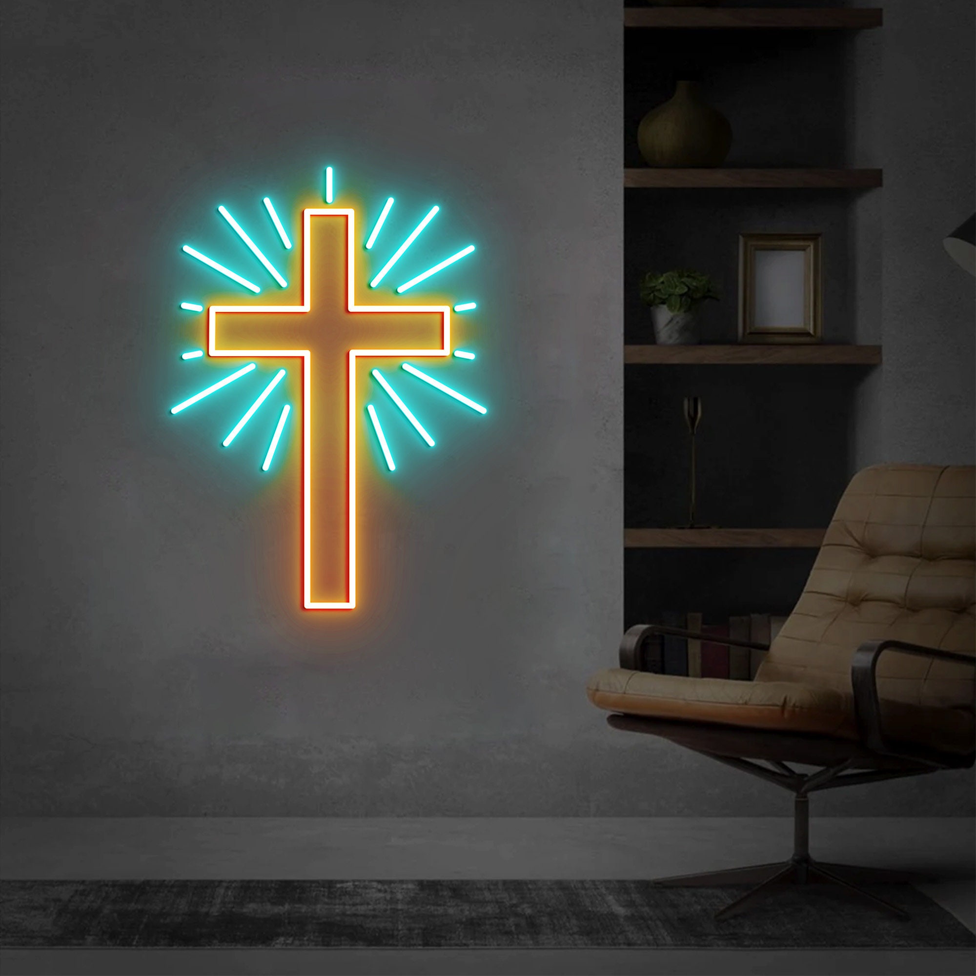Christian Cross Neon Light, Neon Sign Light Decor, Cross Neon Sign, Bedroom Neon Lights, Religious Faith Neon Sign, Wall Decoration
