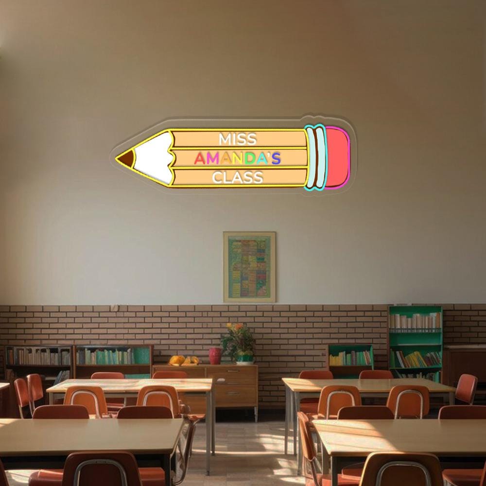 Pencil Neon wall Sign, Neon like, Pencil Neon Sign, Edge Lit Neon, Teacher Neon Light, Pencil Decorations, Teacher Neon Sign Decor Gifts